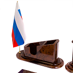 Настольный письменный набор с часами из природного камня обсидиана  Contract Extended варинант исполнения - 3 | Loft Concept в Уфе