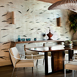 Обои ручная роспись Fishes Blue Pearl on Tarnished Silver gilded silk with pearlescent antiquing варинант исполнения - 4 | Loft Concept в Уфе