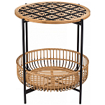 Круглый кофейный стол с плетеной столешницей и полкой Norberta Wicker Coffee Table варинант исполнения - 1 | Loft Concept в Уфе