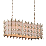 Люстра овальной формы с фактурным серебряным каркасом и тканевым абажуром Silver Honeycomb варинант исполнения - 1 | Loft Concept в Уфе