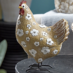 Статуэтка курица с белым цветочным узором и металлическими ножками Rustic Chicken варинант исполнения - 3 | Loft Concept в Уфе