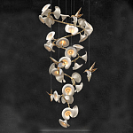 Люстра каскадная из белых цветов каллы и птичек Refined Taste of Light варинант исполнения - 1 | Loft Concept в Уфе