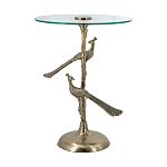 Столик с круглой стеклянной столешницей и корпусом в виде двух павлинов на ветке Table Two Peacocks варинант исполнения - 4 | Loft Concept в Уфе