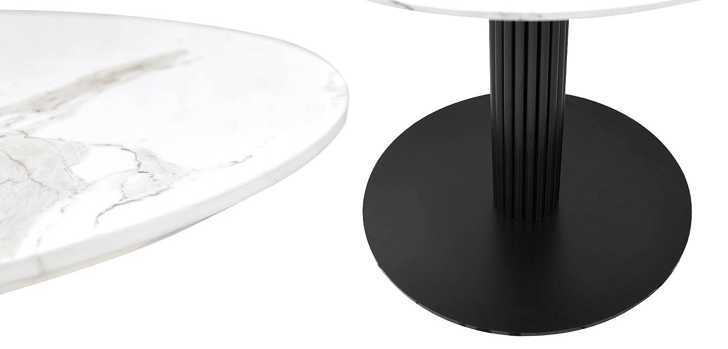 Круглый обеденный стол Blanca Marble Dinner Table столешница с рисунком под мрамор Круглый обеденный стол Blanca Marble Dinner Table столешница с рисунком под мрамор - Loft-Concept в Уфе