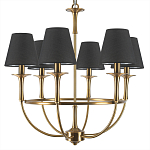 Люстра на металлическом основании бронзового цвета с 6-ю черными конусовидными абажурами Dignity варинант исполнения - 6 | Loft Concept в Уфе