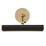 Светильник для картин цвет винтажная латунь с прямоугольным плафоном из кожи черного цвета Alora варинант исполнения - 3 | Loft Concept в Уфе