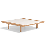 Дизайнерский кофейный стол из дерева с керамической столешницей уличный SWAY Coffee Table варинант исполнения - 6 | Loft Concept в Уфе