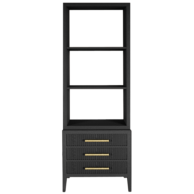 Этажерка Primo с ящиками шпон Черный дуб Черный Золотой в Уфе | Loft Concept 