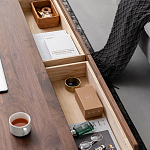 Кофейный стол из массива дерева с выдвижными ящиками Coffee Walnut Table варинант исполнения - 7 | Loft Concept в Уфе