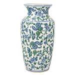 Ваза с зелено-голубым цветочным узором на белом фоне 61 см Blue & White Ornament варинант исполнения - 1 | Loft Concept в Уфе