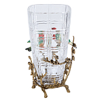 Ваза стеклянная прозрачная с бронзовым основанием в виде ветвей и фарфоровыми птичками Eden Garden варинант исполнения - 2 | Loft Concept в Уфе