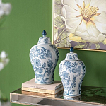 Ваза с крышкой и голубым цветочным рисунком на белом фоне Blue & White Ornament варинант исполнения - 6 | Loft Concept в Уфе