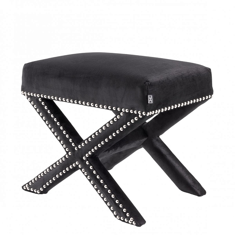 Оттоманка Eichholtz Stool Perugia Black Черный Никель в Уфе | Loft Concept 