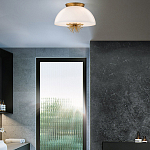 Подвесной светильник золотого цвета с полусферическим опаловым плафоном и декоративным элементом Elstead Lighting варинант исполнения - 9 | Loft Concept в Уфе