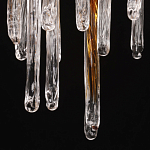 Люстра линейная золотого цвета с декоративными ветвями и длинными стеклянными подвесками в форме сосулек Droplet Chandelier варинант исполнения - 9 | Loft Concept в Уфе