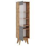 Шкаф-витрина с фасадом цвета серый бетон и стеклянной дверкой Grace of Furniture варинант исполнения - 2 | Loft Concept в Уфе