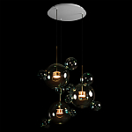 Люстра подвесная с прозрачными бирюзовыми стеклянными шарами и круглым основанием 3 лампы Giopato & Coombes варинант исполнения - 4 | Loft Concept в Уфе