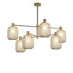 Люстра потолочная с абажурами из металлической сетки Loft Grid Pendant Gold варинант исполнения - 1 | Loft Concept в Уфе