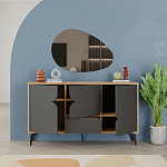 Комод цвета древесины с 3-мя дверцами и выдвижным ящиком темно-серого цвета SPARK CONSOLE OAK ANTHRACITE варинант исполнения - 2 | Loft Concept в Уфе