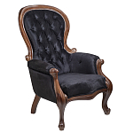 Кресло с мягкой обивкой из черного велюра на 4-х деревянных ножках Evelyn Classical Armchair варинант исполнения - 1 | Loft Concept в Уфе