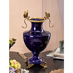 Ваза темно-синего цвета из фарфора с бронзовыми стрекозами Eden Garden porcelain and bronze варинант исполнения - 3 | Loft Concept в Уфе