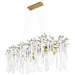 Люстра подвесная прямоугольная с бронзовыми акцентами и прозрачными стеклянными каплями Droplet Chandelier варинант исполнения - 3 | Loft Concept в Уфе
