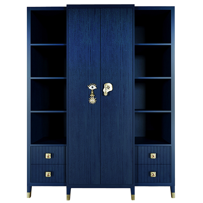 Большой шкаф с витриной Elsa Dreams Blue Синий Золотой Большой шкаф с витриной Elsa Dreams Blue Синий Золотой в Уфе | Loft Concept
