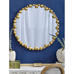 Зеркало круглое в фактурной золотистой раме из металла Mirror Golden Placer варинант исполнения - 3 | Loft Concept в Уфе