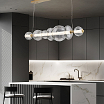 Подвесной светильник линейный с прозрачными стеклянными шарами разного диаметра Eurofase варинант исполнения - 16 | Loft Concept в Уфе