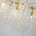 Люстра подвесная с золотистыми ветками и стеклянными подвесками в виде листьев Длина 80 см FAIRYTREE Light варинант исполнения - 3 | Loft Concept в Уфе