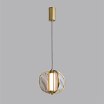 Подвесной светильник с круглым плафоном из искусственного алебастра в бронзовой оправе Marbella варинант исполнения - 4 | Loft Concept в Уфе