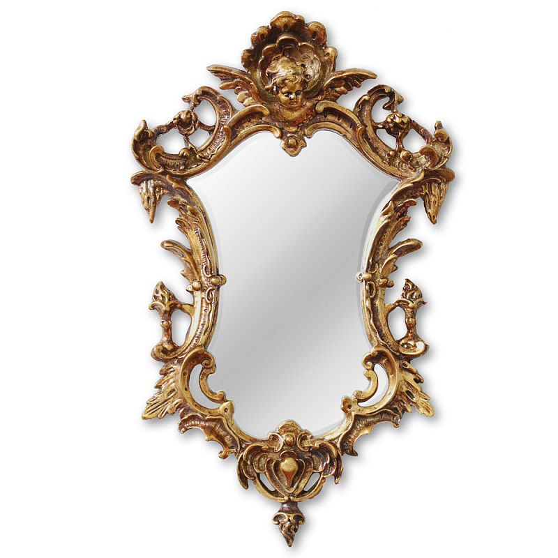 Зеркало настенное в ажурной раме золотого цвета с эффектом старины Classic Ornament Mirror Золотой в Уфе | Loft Concept 