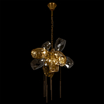 Люстра подвесная со стеклянными плафонами из дымчатого и золотистого с шестью вертикальными подвесками Gilded Mirage  варинант исполнения - 6 | Loft Concept в Уфе