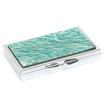 Таблетница карманная прямоугольная на 7 отделений с зеркалом и накладкой из натурального камня Амазонит Silver Stone Pillboxes варинант исполнения - 1 | Loft Concept в Уфе