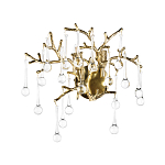 Бра в форме ветвей деревьев золотого цвета с прозрачными подвесками-каплями Droplet Bra варинант исполнения - 3 | Loft Concept в Уфе