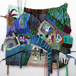 Панно гобелен яркие Пространство-Время TimeSpace Blue варинант исполнения - 1 | Loft Concept в Уфе