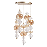 Люстра с плафонами из прозрачного и янтарного стекла в виде шаров и ромбов Gabriel Scott Luna варинант исполнения - 2 | Loft Concept в Уфе