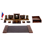 Настольный письменный набор с часами из природного камня обсидиана Royal Set варинант исполнения - 1 | Loft Concept в Уфе