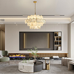 Люстра четырехъярусная с подвесками в форме дисков Cryptocrystalline Stone варинант исполнения - 6 | Loft Concept в Уфе