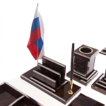 Настольный письменный набор из природного камня обсидиана с декором в виде орла Golden Eagle варинант исполнения - 4 | Loft Concept в Уфе