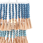 Подвесной светильник двухъярусный с декором из круглых деревянных бусин с кисточками Blue Wooden Beads Chandelier варинант исполнения - 1 | Loft Concept в Уфе