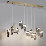 Подвесной светильник линейный с плафонами волнистой формы из фактурного стекла Big Wave варинант исполнения - 4 | Loft Concept в Уфе