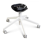 Стул с мягкой синей обивкой из велюра и подъемно-поворотным механизмом на белых колесиках Harper Blue and White варинант исполнения - 5 | Loft Concept в Уфе