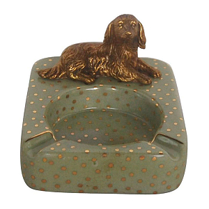 Пепельница фарфоровая бронзовая собака Dog