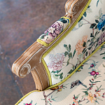 Кресло из натурального бука бежевое с изображением птиц и цветов Beige Green Chinoiserie Garden Armchair варинант исполнения - 5 | Loft Concept в Уфе