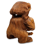 Статуэтка из дерева суар в виде обезьяны с детёнышем Mama Monkey варинант исполнения - 2 | Loft Concept в Уфе