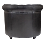 Кресло кожаное с мягкими подлокотниками на 4-х деревянных ножках Logan Leather Armchair black варинант исполнения - 3 | Loft Concept в Уфе