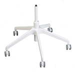 Стул с мягкой синей обивкой из велюра и подъемно-поворотным механизмом на белых колесиках Harper Blue and White варинант исполнения - 4 | Loft Concept в Уфе