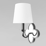Бра с белым текстильным абажуром и декоративным основанием в виде четырехлистника с зеркальной вставкой Vitorino варинант исполнения - 8 | Loft Concept в Уфе