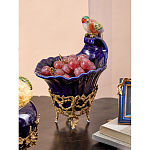 Чаша темно-синего цвета из фарфора с разноцветной птичкой Eden Garden porcelain and bronze варинант исполнения - 6 | Loft Concept в Уфе